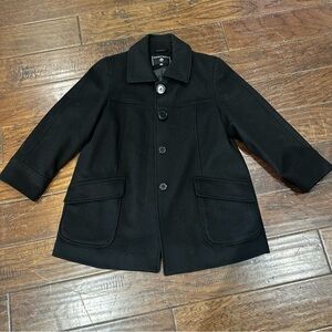 Portrait Women's Small Black Wool Blend‎ Pea Coat